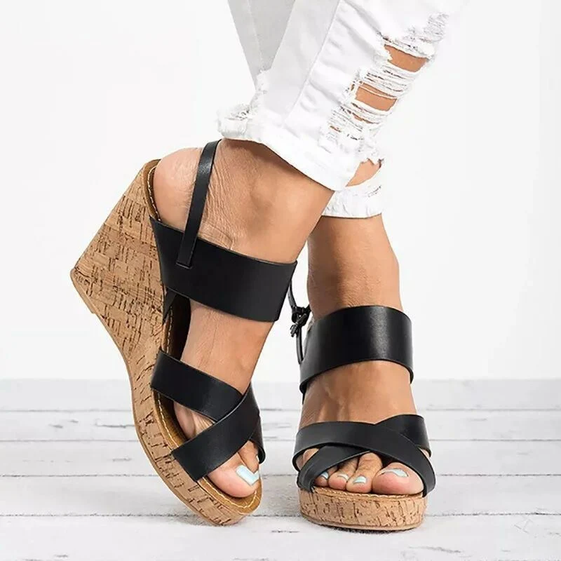 Womens Gladiator Sandals Platform Women Strappy High Heels Female Summer Ankle Strap Open Toe Wedge Sandals Esg14048