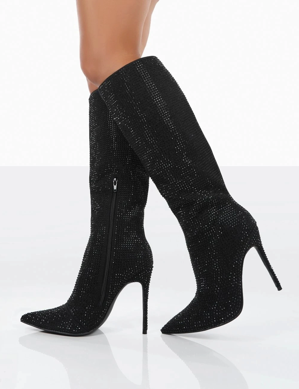 New Fashion High Heel Diamantes Pointed Toe Stiletto Knee High Boots