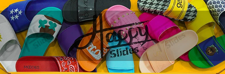 Happy Slides Latest Design Mens EVA Slide Sandals Designer Slides Black Colorful Black Custom Logo Footwear Custom Sandal